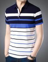 Men Colorblock Polo Neck Cotton Blend Blue, Black T-Shirt