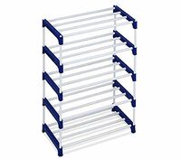 Ebee 15 Pairs Metal Shoe Rack (Blue, 5 Shelves)