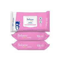 Softsens Baby Gentle Cloth Wipes for Baby Skin Enriched with Aloe Vera & Vitamin E I Dermatologically Tested & Parben Free with Lid - 72 wipes (Pack of 3). Apply 5% off coupon 