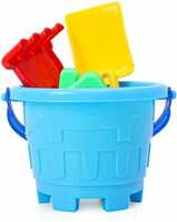 SVE Sand Game Castle Building Plastic Beach Toy Set for Kids Summer Fun Creative Activity Playset & Gardening Tool with Accessories & Bucket-Pack of 5