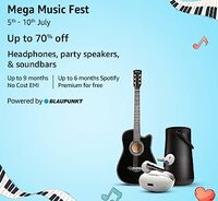 Amazon Mega Music Fest Upto 70% Off on Headphones, Speakers & Soundbars + Rs.5250 off on HDFC Cards  (5th - 10th July)