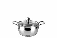 Steelcraft Premium Stainless Steel Benz Casserole (Gas Stove and Induction Friendly) - Silver, Cook and Serve Set of 1 pc Casserole (14cm, 850ml) with Glass Lids,for Multipurpose Cooking, Silver