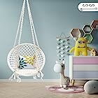 Patiofy Single Seater Home Swing For Adults & Kids |Suitable For Living Room/Balcony/Outdoor |Capacity Upto 120 Kgs|Includes Free Hanging Accessories |Handmade Jhula With Premium White Cotton Rope