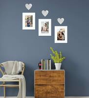 White Engineered Wood Collage Photo Frames with Heart Plaque, Set of 3,