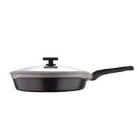 Bergner Gastro Non-Stick Frypan with Glass Lid 32cm, Induction Base & Ergonomic Soft Touch Handles, Brown 