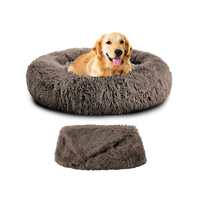 Ekarpet Anxiety Releasing Dog Bed | Cuddler Nest Calming Bed for Dogs | Fluffy Donut Dog Beds Ultra-Soft Vegan Fur & Machine Washable | Small (80cm Diameter), Brown