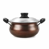 Cello Non Stick Induction Compatible Gravy/Biryani Handi with Stainless Steel Lid, 1.5 LTR, Brown