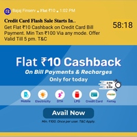 Bajaj Finserv: Get Flat Rs.10 Cashback on Min. Rs.100 Recharge/Bill payment(2pm-5pm)