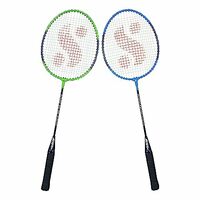 Silver's SB-100 Alloy Steel Badminton Combo-4 (2 B/Rackets) Green-Blue