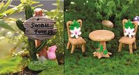 SKYLOFTS Table Chair Set with Small Forest Display Showpiece