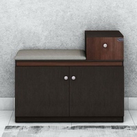 Novo 2 Door Shoe Rack with Seating in Dark Wenge & Walnut Finish, By Crystal Furnitech