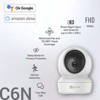 EZVIZ by Hikvision| Made in India | WiFi Indoor Home Security/Baby Monitor Camera|2 Way Talk | 360° Pan/Tilt | Night Vision | MicroSD Card Slot Upto 256GB |Works with Alexa & Google|C6N, White
