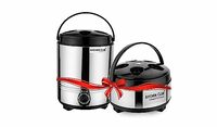 KITCHEN CLUE Stainless Steel Insulated Water Jug (5 Liter) & Serving Casserole (2000 ML) - Silver & Black - BPA Free - PUF Insulated - Keeps Food Or Beverages Hot & Cold - Thermoware Combo Set