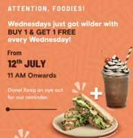 Swiggy Wild Wednesdays - Buy 1 Get 1 Free 
