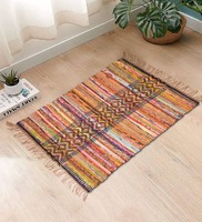 [ Over / Price Changed ] Multicolor Jute & Cotton 2 ft x 3 ft Machine Made Dhurrie,