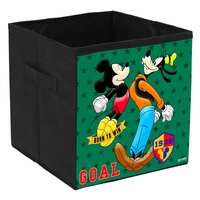 Fun Home Disney Mickey & Goofy Print Durable & Collapsible Square Storage Box|Clothes Organizer With Handle, (Black)
