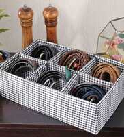 Black and White Cotton Tie & Belt Drawer Organisers,