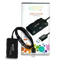 UPORT 1 Meter USB Hub 2.0,Multiport Adapter 4 in 1 Portable Hub Adapter for PC/Laptops with Hi-Speed Data Transfer Multi USB Port Expander for MacBook Pro Air, Mac OS X and Linux Systems - Black