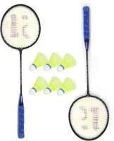 KNK Single Shaft Badminton 2 Piece Badminton With 6 Nylon Shuttle Badminton Kit Badminton Kit