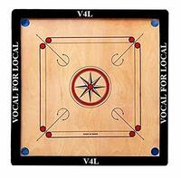 V4L Suprime Quality Round Pocket Carrom Board with Coins, Striker, and Powder for Kids and Children Adults (26 Inch, Medium, Multicolour)