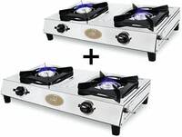  2 Burner Gas stove - Atom (Combo) Stainless Steel Manual Gas Stove  (2 Burners)