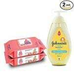 Johnson's Baby Skincare Wipes with Lid, 144's +Johnson's Baby Top to Toe Wash 500ml