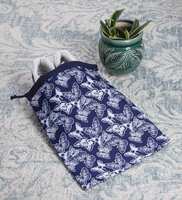 Navy Blue Cotton Foldable Set Of 2 Shoe Organizers,