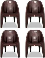 ARLAVYA Mario Model Arm Chair for Home, Garden, Set of 4, Color-Brown Plastic Outdoor Chair  (Brown, Set of 4, Pre-assembled)