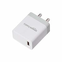 AmazonBasics 18W USB Type A Charger | Fast Charging for Headphones, MP3 Players, Game Consoles, Speakers, Cellular Phones - White