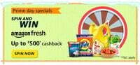 Amazon Fresh Spin & Win Cashback Offers UpTo Rs.500 (Must Play) 