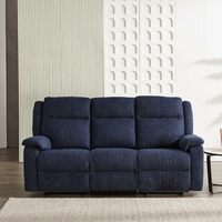 Deal of the day for Prime Members: Amazon Brand - Solimo Kalvian Manual 3 Seater Fabric Recliner (Blue)