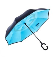 Assorted Nylon C Shaped Handle Umbrella(Inverted Reversible, No Drip) by Regalo