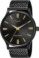 LOUIS DEVIN LD-BK047-GLDBLK Black Metal Chain Analog Wrist Watch for Men