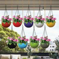 jeneric 6 inch Plastic Woven Design Hanging Euro Basket Planter for Indoor and Outdoor Plant Container Set  (Pack of 3, Plastic)