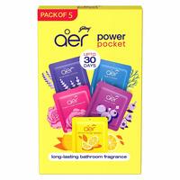 Godrej aer Power Pocket Bathroom Freshener – Assorted Pack of 5 (50g) | Lasts up to 30 days | Germ Protection