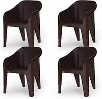 Supreme Futura Plastic Chairs for Home and Office (Set of 4, Globus Brown)