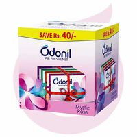Odonil Bathroom Air Freshener Blocks Mixed Fragrances - 192g (48g*4) | Mixed Fragrances: Jamine, Lavender, Orchid, Rose| Long Lasting Fragrance(37.5 RS/count)
