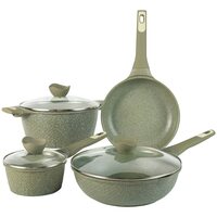CAROTE Non Stick Cookware Set, Nonstick Induction Set Combo, Set of 4(24cm Fry Pan, 16cm Saucepan, 24cm Sauce Pot, 28cm Biryani Pot, 16cm Lid, 24cm Lid, 28cm LidGreen)