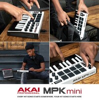 Akai Professional MPK mini MK3 – 25 Key USB MIDI Keyboard Controller With 8 Backlit Drum Pads, 8 Knobs and Music Production Software included (White)