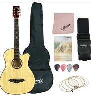 Henrix 38C PRO 38 Inch Cutaway Acoustic Guitar With with Die-cast Tuners, Dual-action Truss Rod, Gig-Bag, Picks, String set, String Winder, Strap & Polishing Cloth - Natural