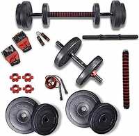 Lifelong LLPVCHGC14 PVC Home Gym Set 20kg Plate with Extension Barbell Rod and Dumbbells Rods