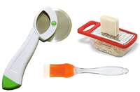 Pizza Cutter Stainless Steel Combo Set Silicon Oil Brush and Cheese Grater for Kitchen (Pieces -3, Multicolored)