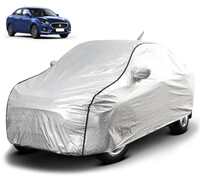 Fabtec Waterproof Car Body Cover for Maruti Dzire (2017-2023) with Mirror and Antenna Pocket and Soft Cotton Lining (Full Bottom Elastic Triple Stitched) (Metallic Silver with Black Piping)