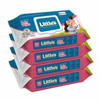 Little's Soft Cleansing Baby Wipes Lid, 80 Wipes (Pack of 4)
