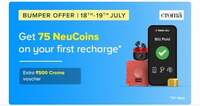 TataNeu Bumper Offer | Get 75 Neucoins + Rs.500 Croma Voucher On Your First Recharge of ₹100