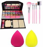T.Y.A Makeup Kit + 5 Pcs Makeup Brush + 2 Pc Blender Puff Combo - Multicolor