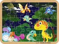 Akrobo Learning Wooden Jigsaw Puzzle Dinosaur for 3 Years and Above, Made in India, Multicolor