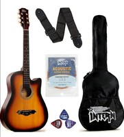 Intern INT-38C Lindenwood Acoustic Guitar Kit (Sunburst) With Carry Bag, Picks, Strings Set And Guitar Strap (Small)
