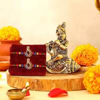 TIED RIBBONS Rakhi Gift for Brother - Premium Rakhi with Idol Statue Mini Greeting Card- Rakhi for Brother
