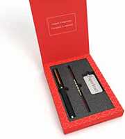 Paperkraft Expressions Gift Set - 1 Ceramic Roller ball Metal Pen with Gold trims 0.6 mm Stainless Steel Tip + 1 Stainless Steel Key Chain + 1 Free* Rakhi Band